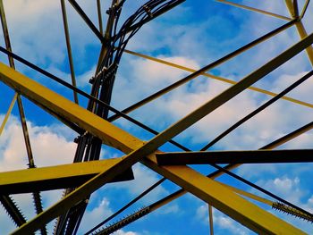 Low angle view of bridge against cloudy sky