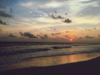 Scenic view of sunset over sea