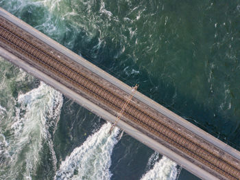 High angle view of bridge over sea