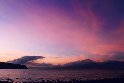 Scenic view of sea against dramatic sky