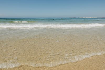 Scenic view of sea against clear sky