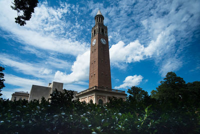 Low angle view of built structure against blue sky