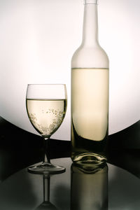 Close-up of beer glass on table