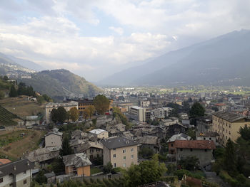 High angle view of townscape against sky