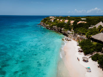 High angle view of beach against sky