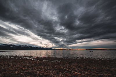 Scenic view of dramatic sky over sea