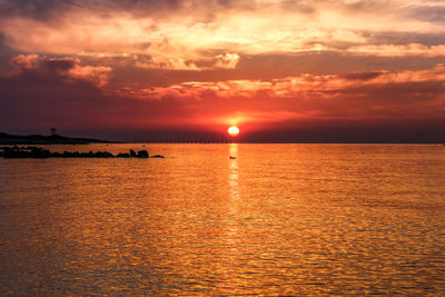 Scenic view of sea at sunset