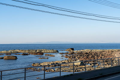 Scenic view of sea against clear sky