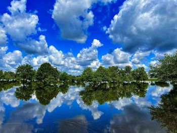 Scenic view of lake against sky