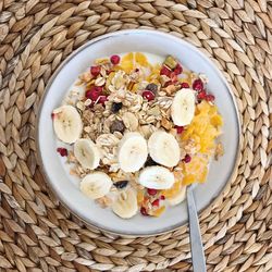 Directly above shot of breakfast served in bowl