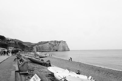 Panoramic view of beach against clear sky