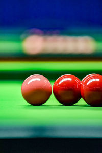 Close-up of multi colored balls on table