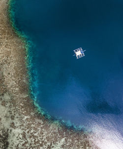 High angle view of ship in sea