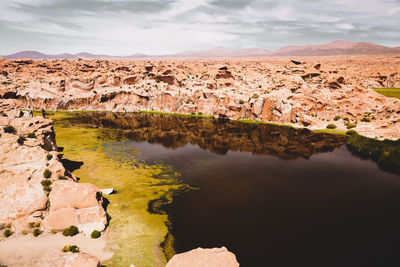 Scenic view of lake against sky