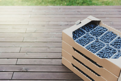 High angle view of toy blocks on table