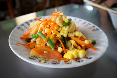 High angle view of meal served in plate