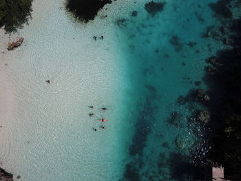 High angle view of people on beach