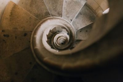 High angle view of spiral staircase