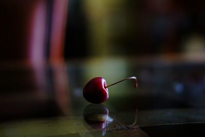 Close-up of cherry on table