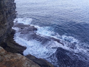 High angle view of sea waves