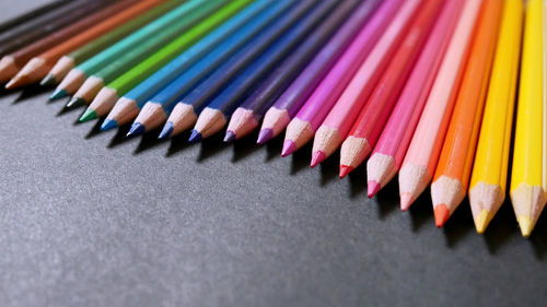 Close-up of multi colored pencils