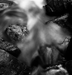 Close-up of water flowing through rocks