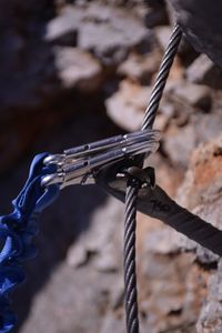 Close-up of ropes on rock