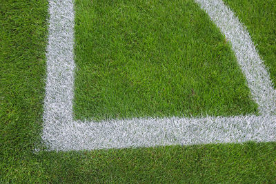 High angle view of soccer field