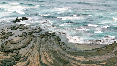 High angle view of sea against sky