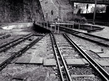 High angle view of old railroad tracks