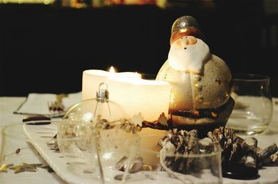 Close-up of candle on table