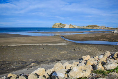 Scenic view of beach against sky