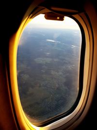 View of landscape through airplane window