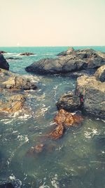 Scenic view of sea against clear sky