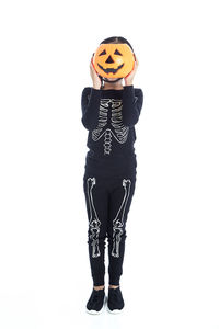 Full length of person standing against white background