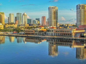 Reflection of buildings in water