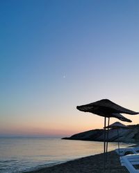 Scenic view of sea against clear sky at sunset