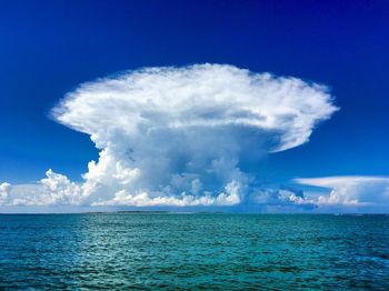 Scenic view of sea against blue sky