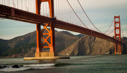 Golden gate bridge over bay of water