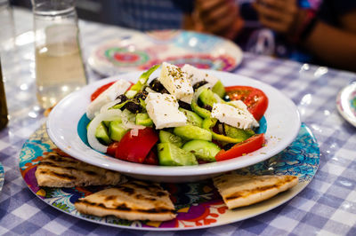 Close-up of food in plate on table