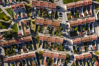 High angle view of buildings in city