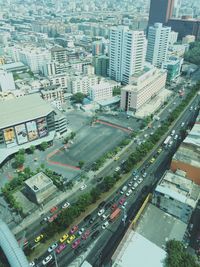 Aerial view of city street