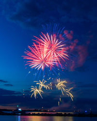 Firework display at night