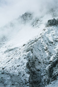 Close-up of snow on sea against sky