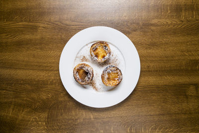 High angle view of breakfast served on table