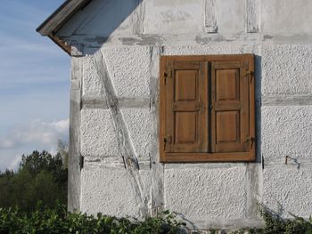 Closed door of building