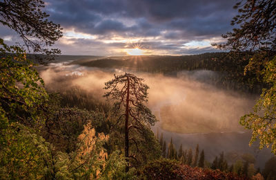 Scenic view of landscape against sky during sunset