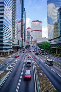 Traffic on road in city