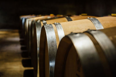 Close-up of barrels