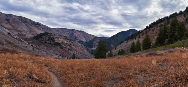 Scenic view of mountains against sky